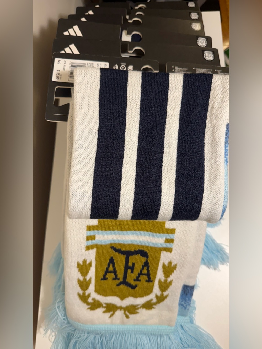 adidas White and Navy Blue Argentina AFA Scarf